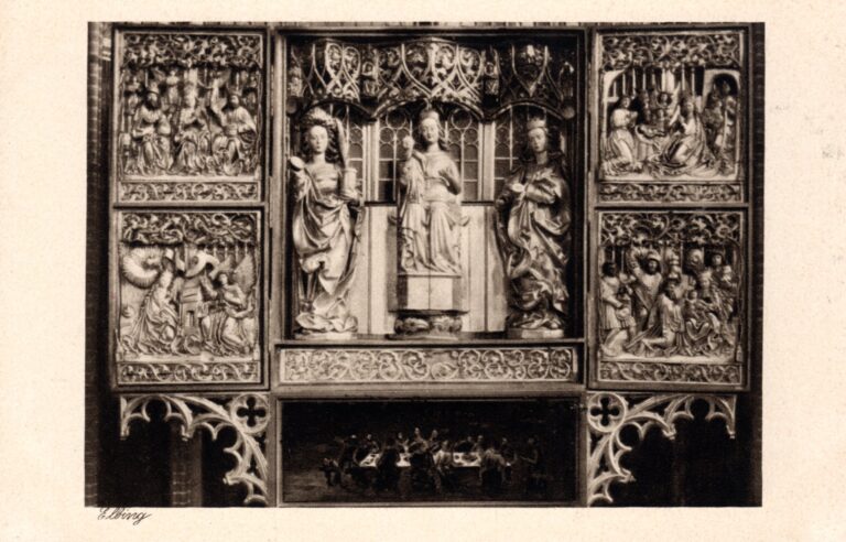 Vorkriegspostkarte mit dem Altar der Nicolaikirche in Elbing (Pfarrer Gundel)