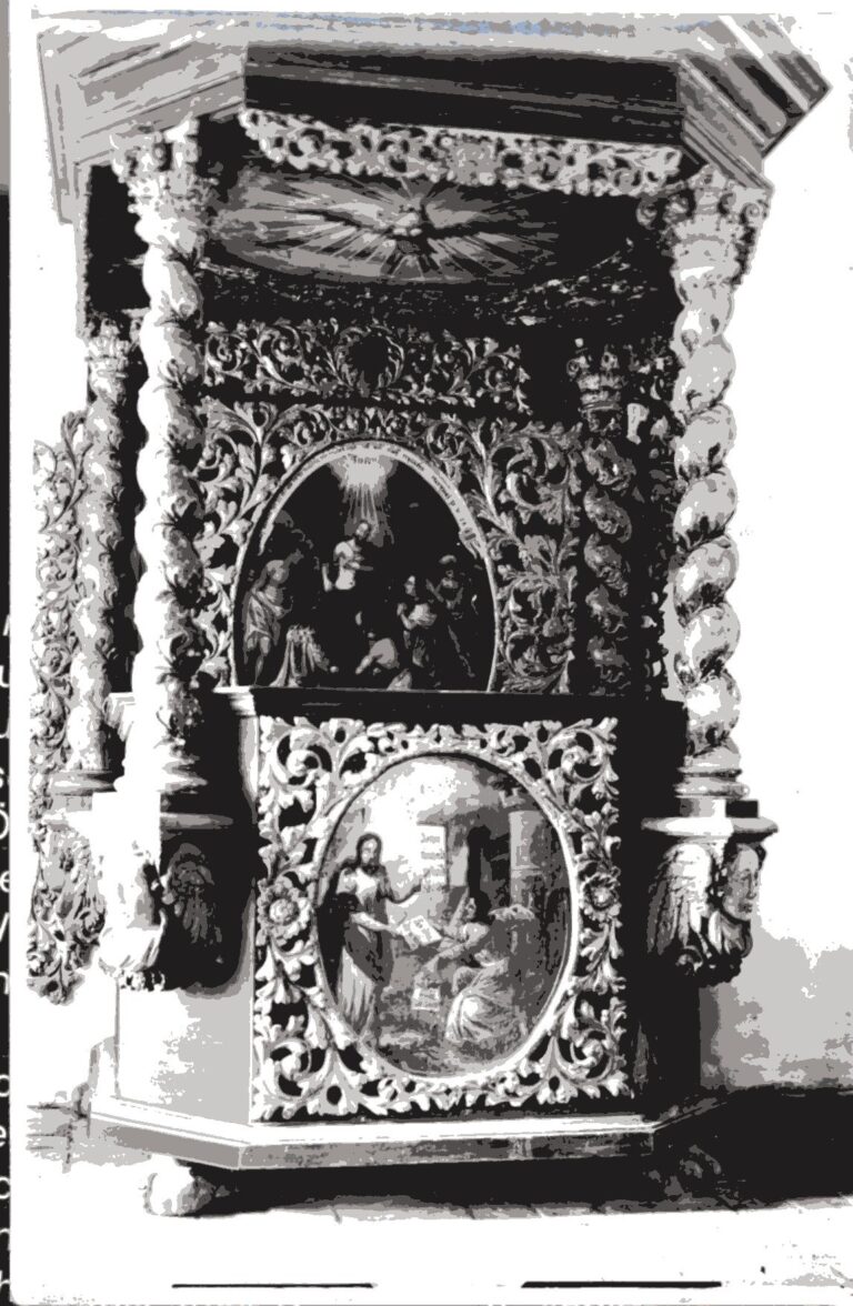 Beichtstuhl in der Kirche von Langenau 1934 (Pfarrer Gundel)