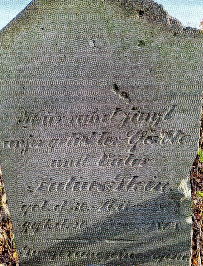 Grabstein von Julius Stein, deutsch (c U. Kondritz, Neidenburger Heimatbrief, Pfingsten 2025, S. 53)