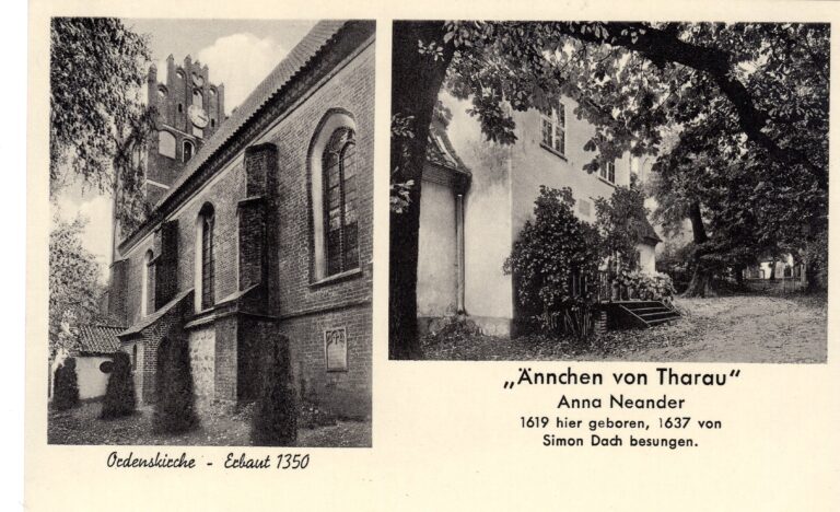 Kirche und Pfarrhaus in Tharau vor dem Krieg (Gundel)
