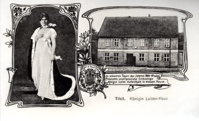 Vorkriegspostkarte: Andenken an Königin Luise in Tilsit (Pfarrer Gundel)