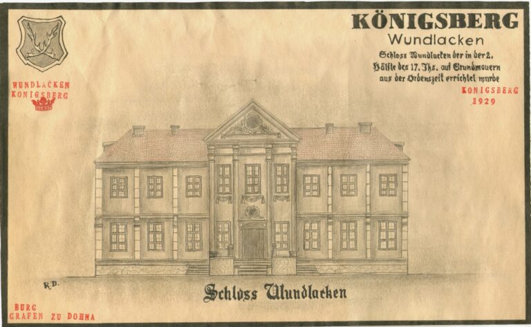 Architekturskizze des Gutshauses von Wundlacken 1929 (Maxim Schiller)