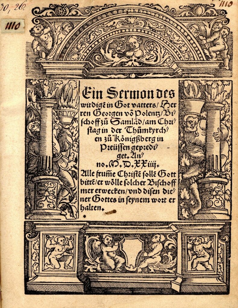 Die erste evangelische Predigt des Samländischen Bischofs Georg von Polentz in Königsberg am Weihnachtstag 1523 (c Ol)